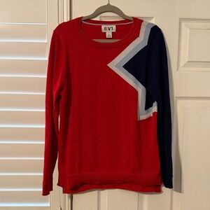 Women's Red and Navy Sweater